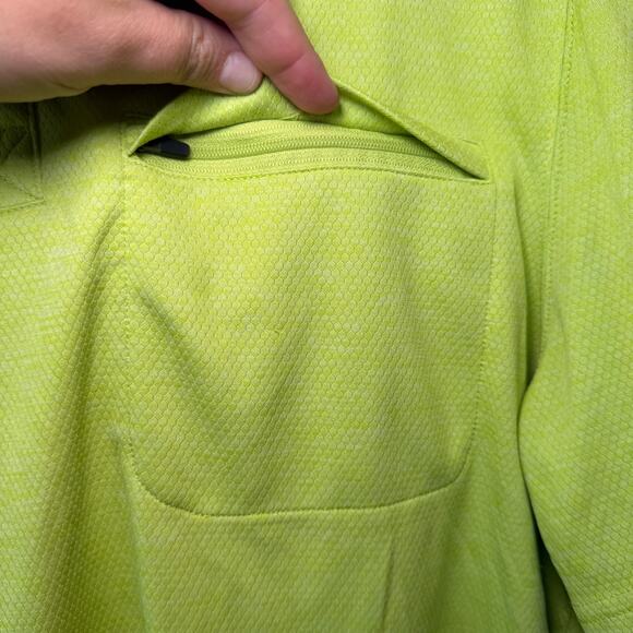 Duluth Trading Men's Button Short Sleeve Polo Shirt Lime Green Size Medium - Picture 2 of 4